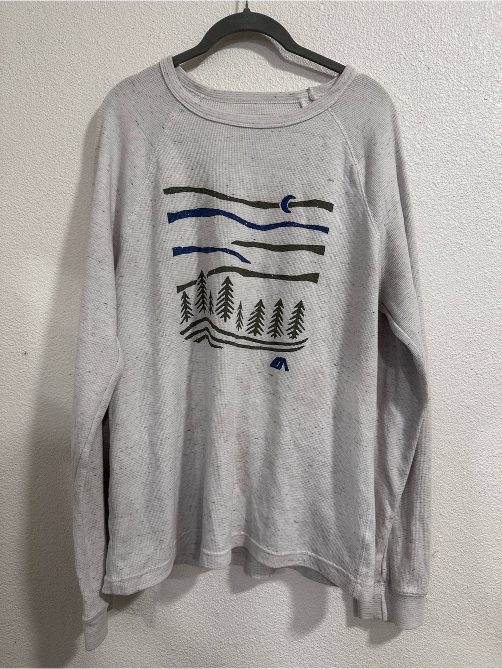 Sonoma Light Gray Waffle-Knit Thermal Crewneck